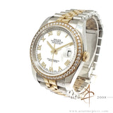 Rolex Datejust 36 Ref 116243 Factory Diamond Bezel White Roman Dial Jubilee