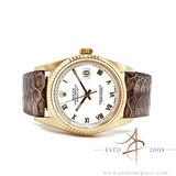 Rolex Datejust 16018 White Roman Dial in 18K Gold Vintage Watch (1987)