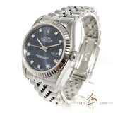 Rolex Midsize Datejust Ref 68274 Sunburst Blue Diamond Dial (Year 1996)
