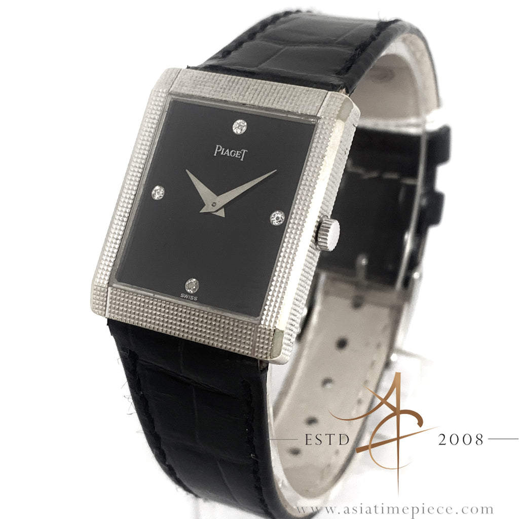 Piaget Ref 9151 18K White Gold Onyx Diamond Dial Asia Timepiece