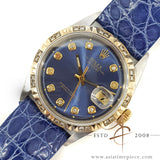 Rolex Datejust 1601 Custom Diamond Blue Dial & Bezel Vintage Watch (1974)