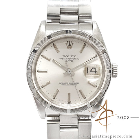 Rolex Oyster Date 1501 Engine Turned Bezel Vintage Watch (1960)
