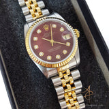 Rolex 68273 Red Dial Diamond Vintage Watch (Year 1993)