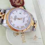 Rolex Oyster Perpetual Datejust 16233 White Roman Dial Vintage Watch (Year 1994)