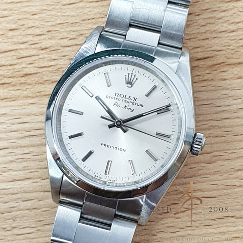 Rolex Air King Precision Ref 14000 Silver Dial No Pin Hole (Year 1999)