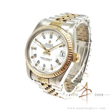 Full Set Rolex Datejust Midsize 68273 White Roman Dial Vintage Watch (1989)