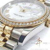 Rolex Datejust 36 Ref 116243 Factory Diamond Bezel White Roman Dial Jubilee