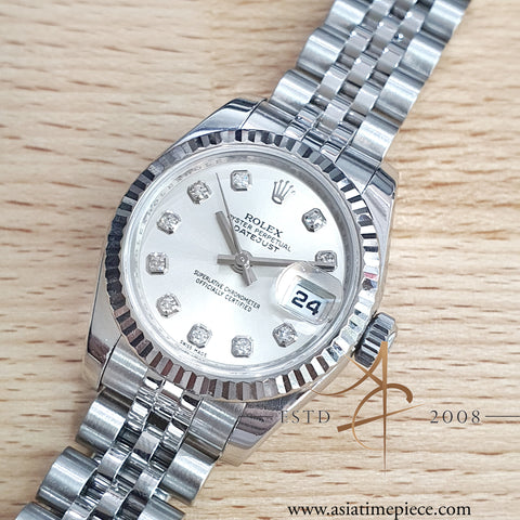 Rolex Lady Datejust 26 Ref 179174 Silver Diamond Dial (2011)