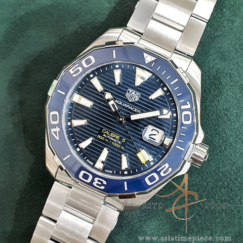 Like New Tag Heuer Aquaracer Calibre 5 WAY201B Blue Ceramic Automatic 43 mm (2019)