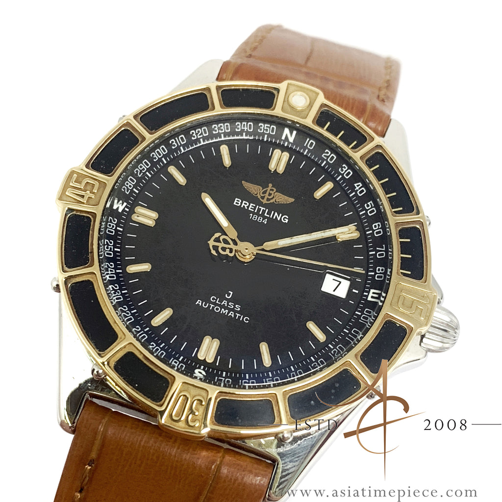 Breitling J Class Quartz Steel & 18K Gold Black Dial Ref.D53067 for $2,064  for sale from a Trusted Seller on Chrono24