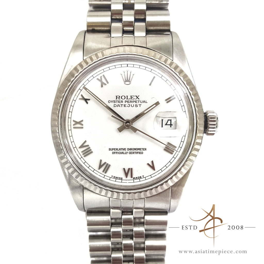 opkald Alternativt forslag boykot Rolex Datejust Ref 16014 White Roman Dial Vintage Watch (Year 1984) – Asia  Timepiece Centre
