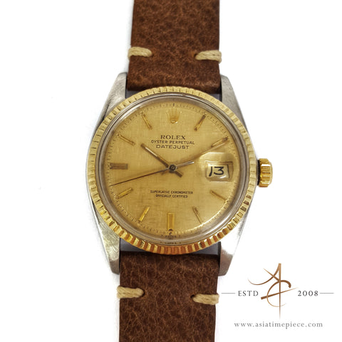 Rolex Oyster Perpetual Datejust Men Ref 1601 Linen Dial Watch (Year 1978)