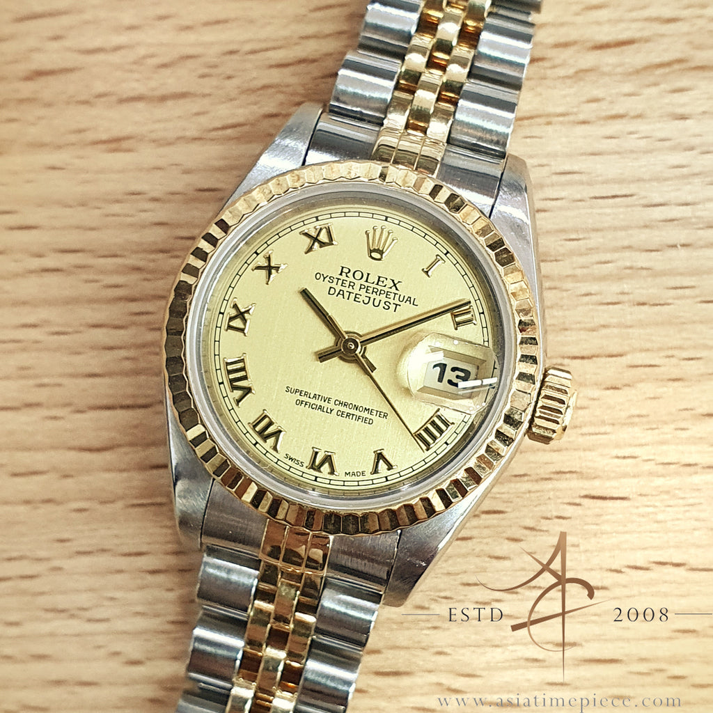 Rolex Datejust 26 Lady 69173 Champagne Roman Dial No Pinhole (1996)