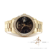 Rolex 18038 President Day Date Black Dial in 18K Gold Vintage Watch (1985)
