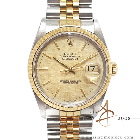 Rolex Datejust Ref 16233 Champagne Linen Dial (1991)