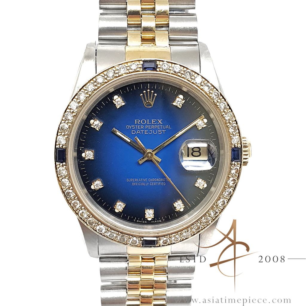 Rolex Datejust Blue Vignette Dial with Sapphire and Diamond Bezel