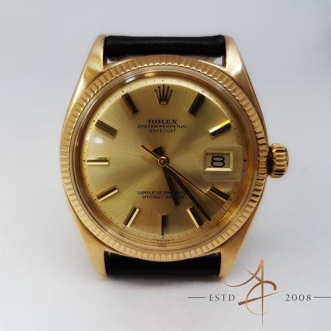 Rolex Oyster Perpetual Datejust Ref 6605 (Year 1959) 18k Gold Mint