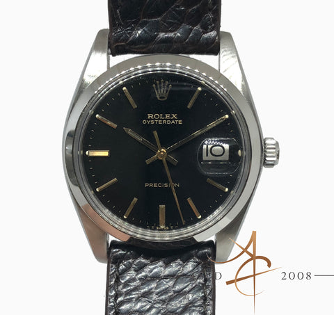 Rolex Oysterdate Precision Ref 6694 Black Dial Vintage Watch (Year 1981)