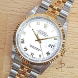 Rare Unpolished Rolex Datejust 16233 White Roman Dial Vintage Watch (1995)