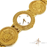 Gianni Versace Signature 01096 Gold Plated Swiss Quartz Watch Bangle