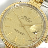 Rolex Oyster Datejust 16013 Champagne Linen Dial Vintage Watch (1987)