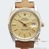 Rolex Datejust 16013 Champagne Linen Dial Vintage Watch (1980)