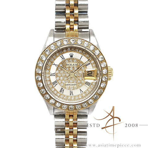 Rolex Datejust Ladies 69173 Custom Diamond Watch (1996)