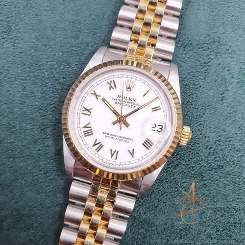 Rolex Datejust 31 Midsize Ref 68273 White Roman Dial Full Set (1990)