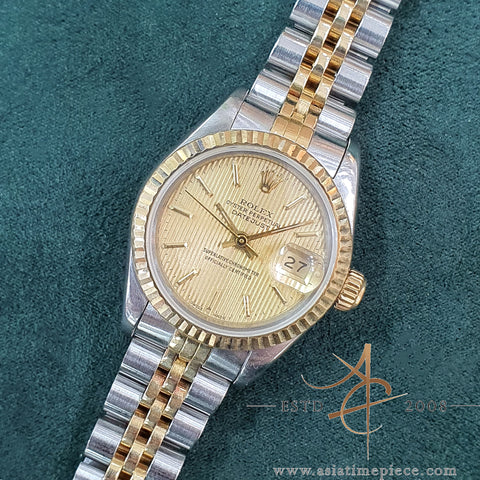 Rolex Datejust Lady 69173 Champagne Tapestry Dial Vintage Watch (1989)