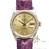 Rolex Datejust 16013 Champagne Diamond Dial Vintage Watch (1984)