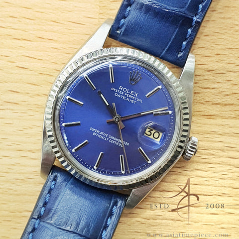 Rolex Datejust 1601 Custom Blue Dial Vintage Watch (1973)