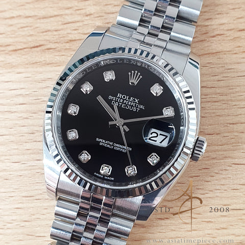Rolex Datejust 36 Ref 116234 Black Diamond on Jubilee Full Set (2017)