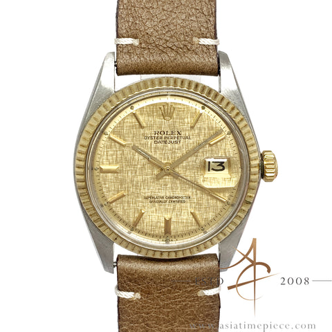 Rolex Datejust 1601 Champagne Linen Dial Vintage Watch (1977)
