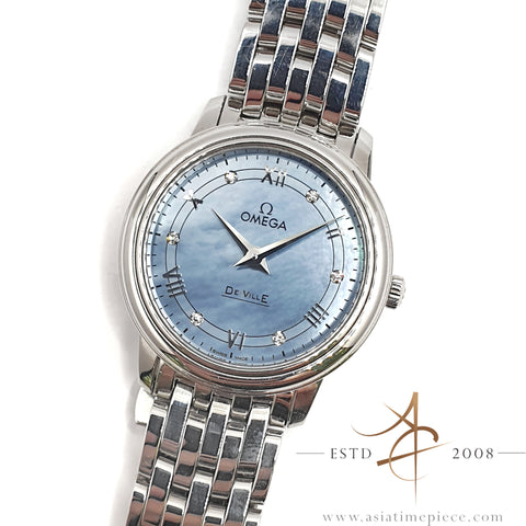 Omega De Ville Prestige 424.10.27.60.57.001 Blue Mother of Pearl Diamond Dial Women's Watch