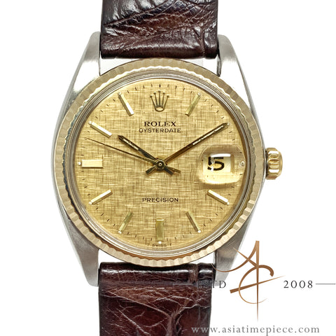 Rolex Precision 6694 Linen Dial Custom Fluted Bezel (1968)