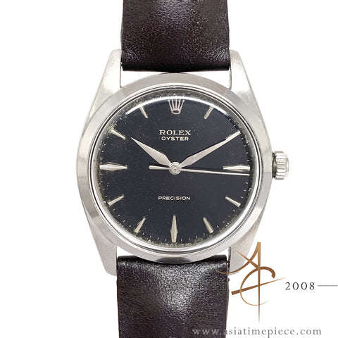 Rolex Precision 6424 Black Dial No Lume Vintage Watch (1963)