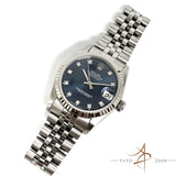 Rolex Midsize Datejust Ref 68274 Sunburst Blue Diamond Dial (Year 1996)