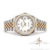 Rolex Datejust 36 Ref 116243 Factory Diamond Bezel White Roman Dial Jubilee