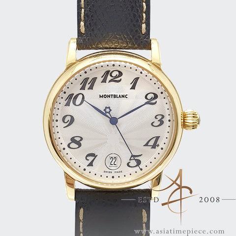 Mont Blanc Meisterstuck 7042 Quartz Silver Guilloche Dial Gold Plated