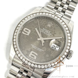 Rolex Datejust 116244 Rhodium Floral Motif Diamond Bezel