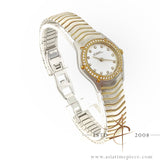 Ebel Classic Ladies Diamond Wave Watch 18k Yellow Gold and Stainless Steel Silver Dial 1003F1S