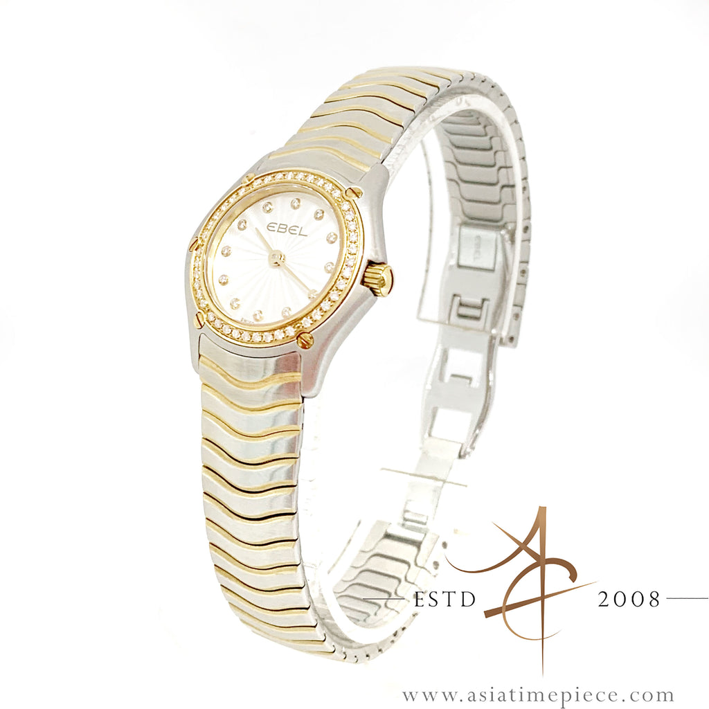 Ebel Classic Ladies Diamond Wave Watch 18k Yellow Gold and Ebel Classic Ladies Diamond Wave Watch 18k Yellow Gold and