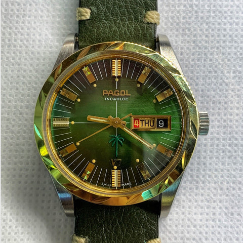 Pagol Green V7 Day-Date Vintage Watch Rare