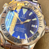 Omega Blue Wavy Seamaster Quartz Watch