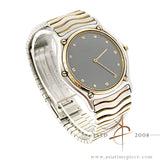 Ebel Classic Mens Wave Watch 18k Yellow Gold and Stainless Steel Grey Dial 181903