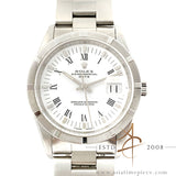 Rolex Date 15210 White Roman Dial Engine-turn Bezel (1999)