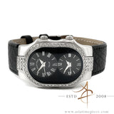 Philip Stein Teslar Signature Dual Time Zone Black Dial Diamond Ladies Watch