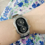 Philip Stein Teslar Signature Dual Time Zone Black Dial Diamond Ladies Watch