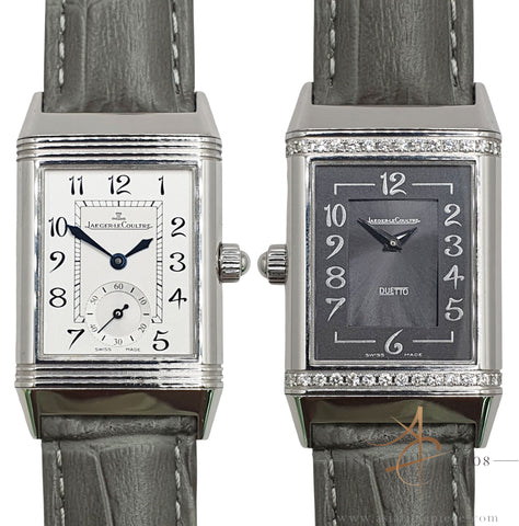 Jaeger LeCoultre Reverso Duetto Ref 256.8.75 Silver Black Diamond Dial (2006)
