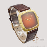 Rare Rolex Cellini 4084 18K Gold Orange Vignette Dial Vintage Watch